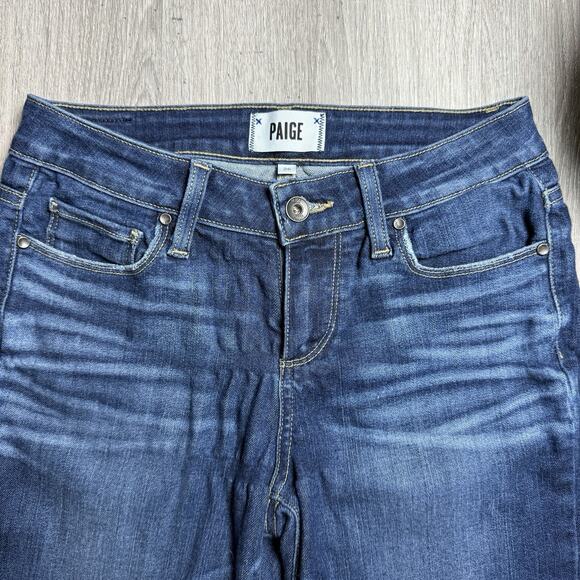 Paige Verdugo Ankle Jeans 26 Barton Distressed Raw Hem Skinny Mid Rise Blue USA - Picture 11 of 11